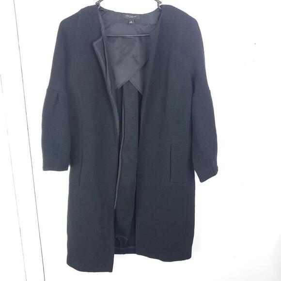 Ann Taylor Jacket Womens M Ribbed Half Sleeve Collarless Open Front Career - Picture 1 of 10